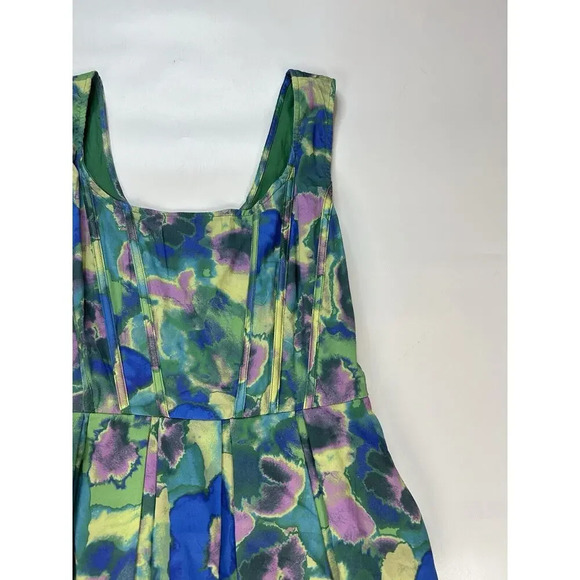 Aureta Dress Womens Small Piper Mini Fit & Flare Corset Multicolored Watercolor - Picture 2 of 8